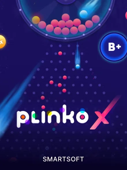 Portada de Plinko con una bola que cae entre clavijas hacia casillas de premio
